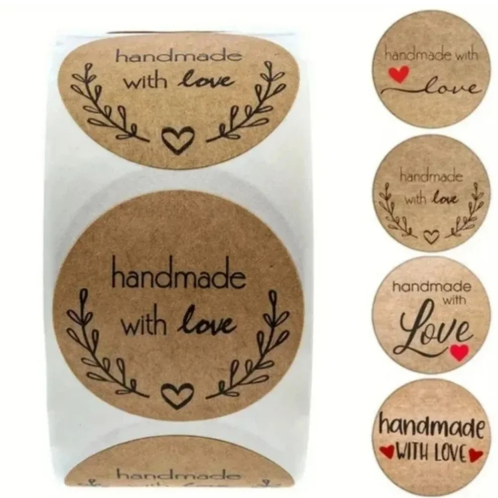 500 Pieces Handmade With Love Sticker